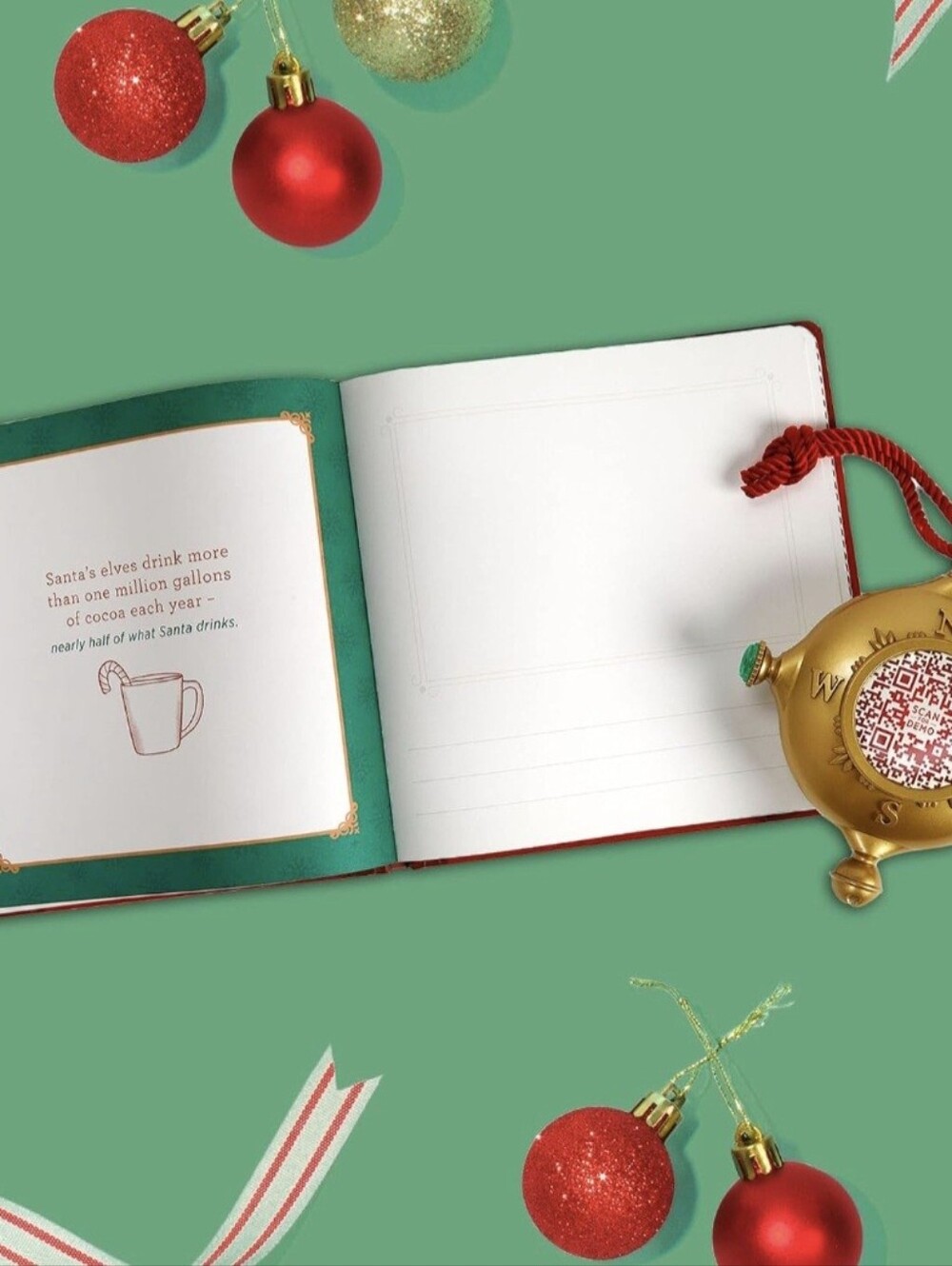New From HALLMARK! Demdaco Gold Santa's Kindness Compass Ornament With Journal - Picture 4 of 5